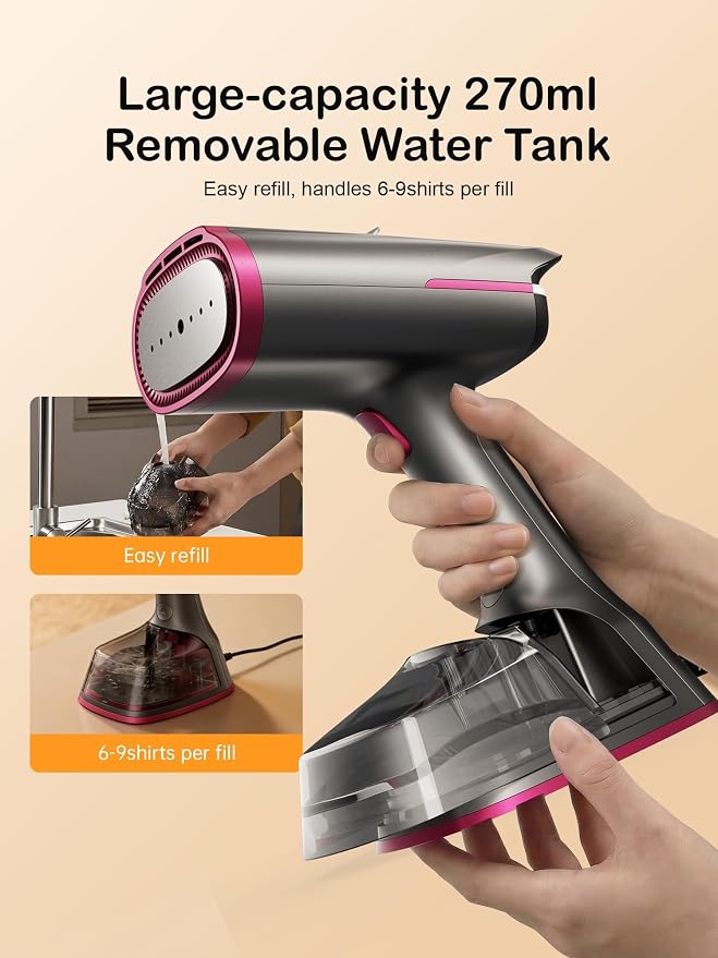 DRFLASH 2-in-1 Garment Steamer & Handheld Steam Iron with Vacuum Suction