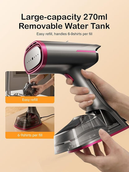 DRFLASH 2-in-1 Garment Steamer & Handheld Steam Iron with Vacuum Suction