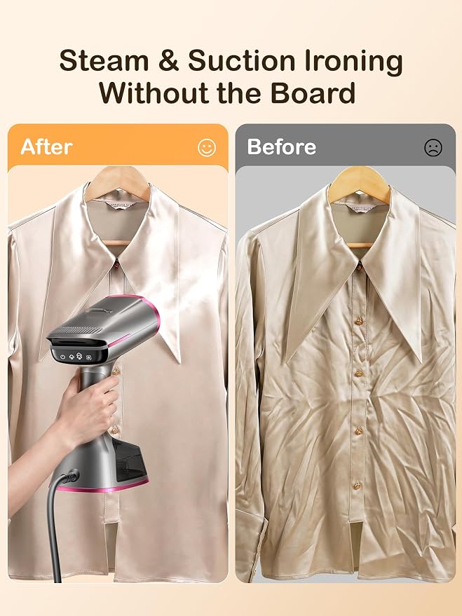 DRFLASH 2-in-1 Garment Steamer & Handheld Steam Iron with Vacuum Suction