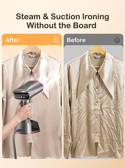DRFLASH 2-in-1 Garment Steamer & Handheld Steam Iron with Vacuum Suction